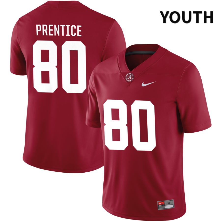 Alabama Crimson Tide Youth Kobe Prentice #80 NIL Crimson 2022 NCAA Authentic Stitched College Football Jersey MW16P35PU